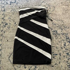 Elegant Black and White Strapless Dress